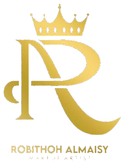Logo asli Robithoh Almaisy Makeup Artist: mahkota dan monogram emas.